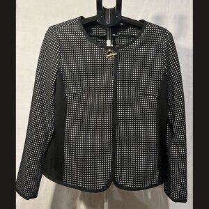 Charters Club Pokadot Black And White Clasp Closing Jacket Size L